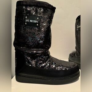 Love Moschino Glittering Black Sequin Boots